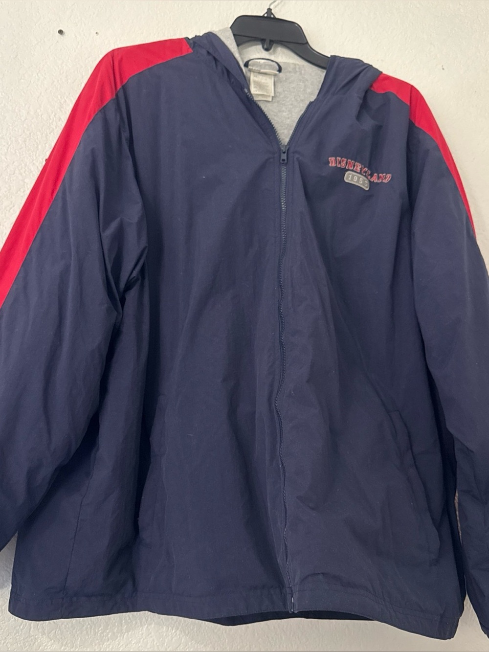 Men’s Navy and Red Hooded Windbreaker Jacket